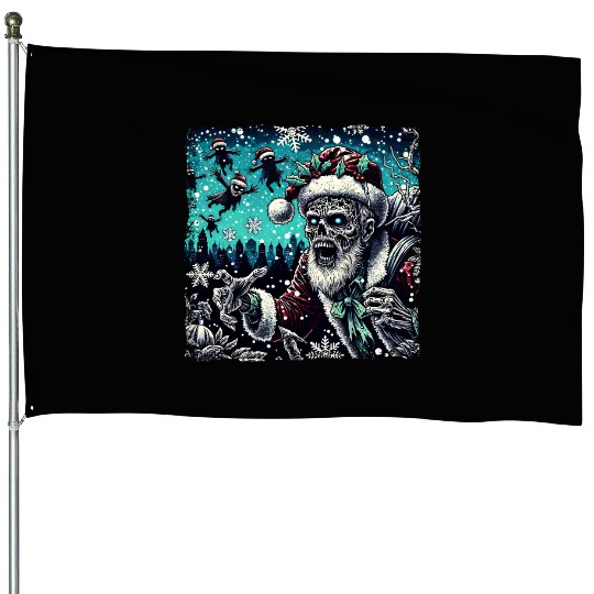 Santa Zombie - Creepy Christmas Vibes House Flags