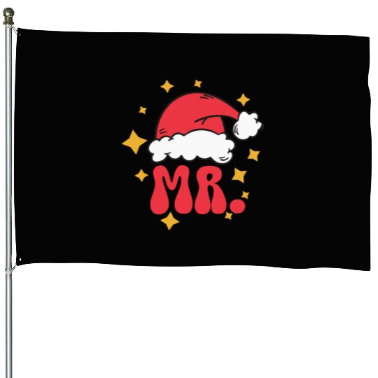 Mr And Mrs Claus Christmas Couples Matching Pajama House Flags