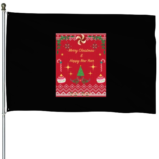 Christmas tree ugly christmas sweater House Flags