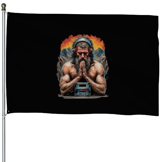 Groovy Stone Age: The Caveman in Beats Ritual House Flags