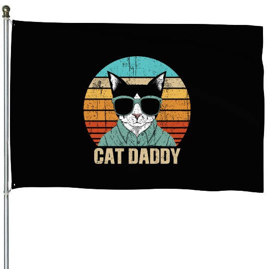 Cat Daddy Vintage Eighties Style Cat Retro Distres House Flags