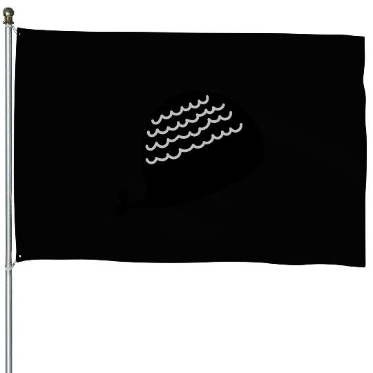 Lonely Black Whale In The Ocean House Flags