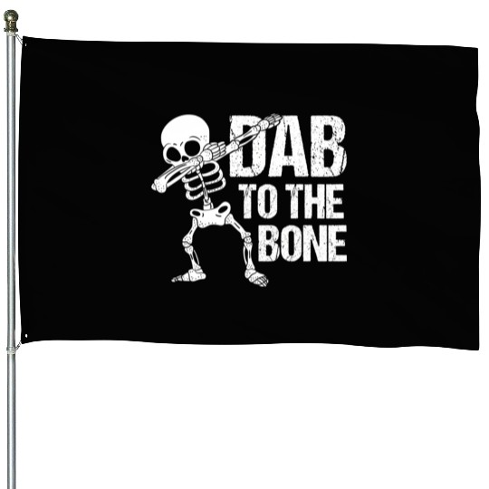 Dab To The Bone Dancing Skeleton Halloween House Flags