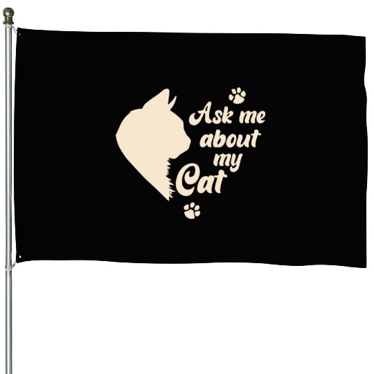 Ask Me About My Cat Lover Mom Gift House Flags