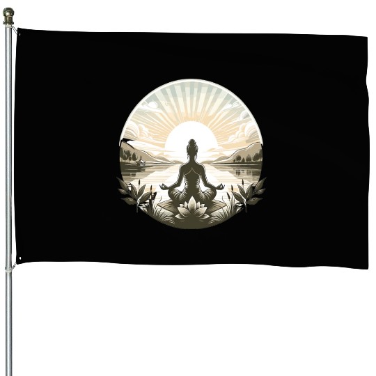 Yoga lotus design House Flags