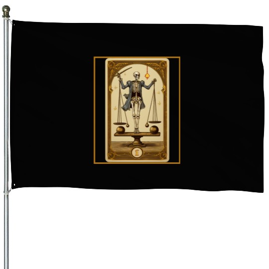 Planking Tarot Card Skeleton Balance Scale Core House Flags