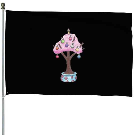 Christmas Cherry Tree Japanese House Flags