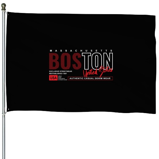 Boston Massachusetts Authentic Casual Denim Wear House Flags