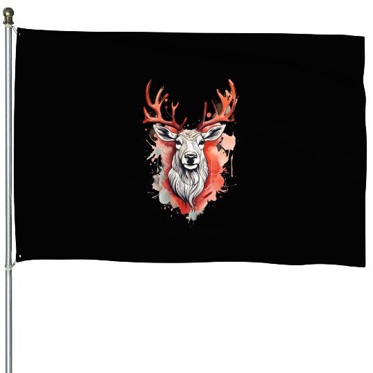 Reindeer Sublime Antler Silhouette Top House Flags