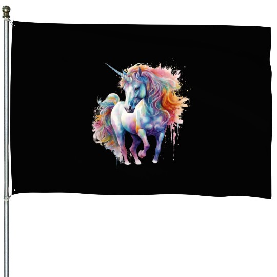 Enchanting 3D Unicorn Delightful Design! House Flags