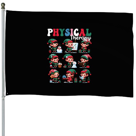 Christmas Gnome Santa Physical Therapy Xmas House Flags
