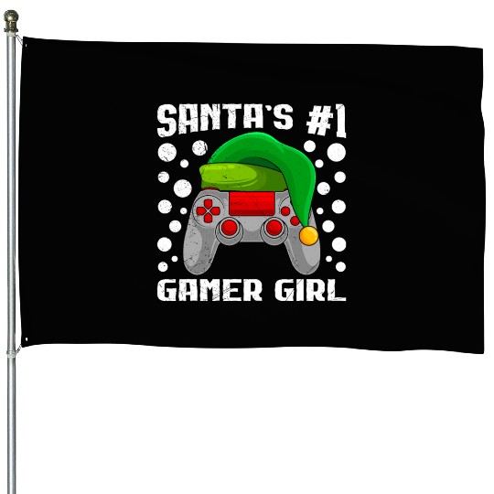 Santa's Number 1 Gamer Girl Christmas Gambling House Flags