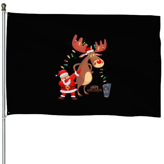 Christmas Lights Dabbing Santa Dancing Rudolph House Flags