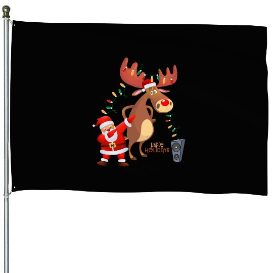 Christmas Lights Dabbing Santa Dancing Rudolph House Flags