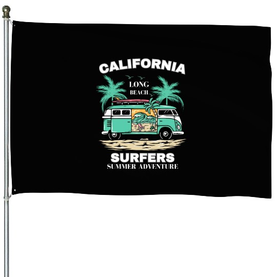 Men's And Women's California Long Beach Print House Flags