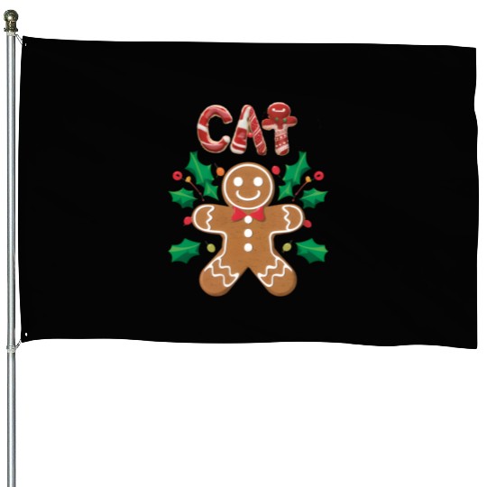 Gingerbread Cat, Pet Gingerbread family, Christmas House Flags