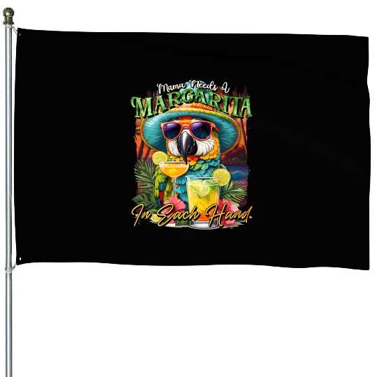 Balanced Diet is A Margarita in Eachs Hands Parrot House Flags