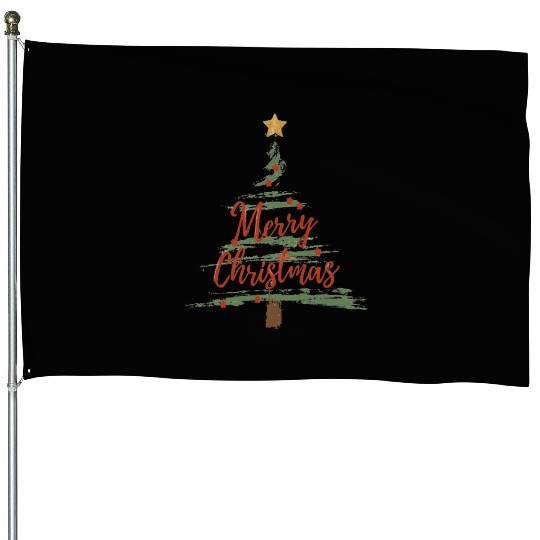 Watercolor Christmas Tree House Flags