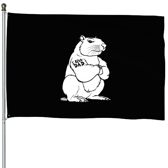 Capybara Biceps Tattoo I Love Dad House Flags
