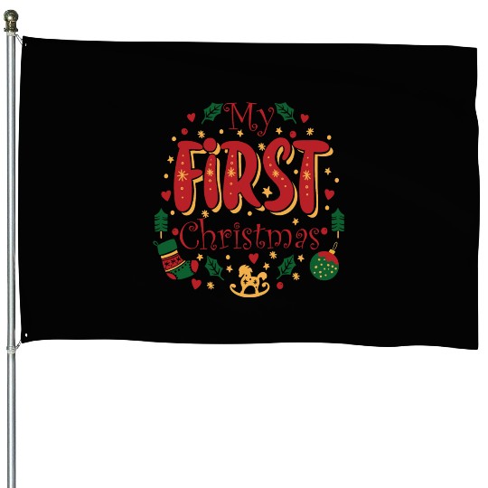 My First Christmas, Infant Baby Cute 1st Christmas House Flags