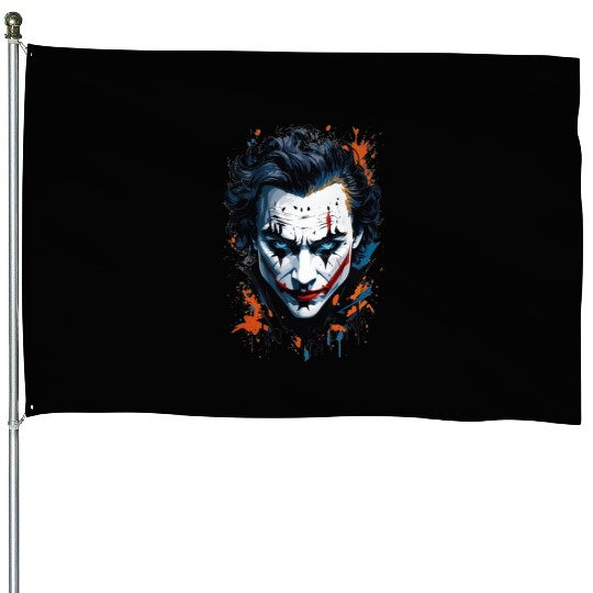 Chaos in Colors: Vibrant Joker Face House Flags