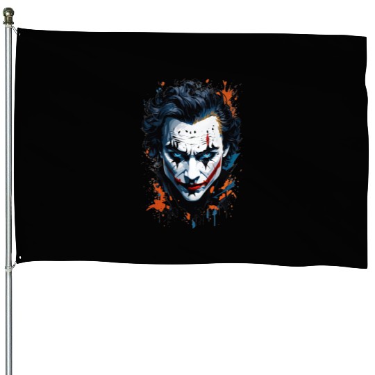 Chaos in Colors: Vibrant Joker Face House Flags