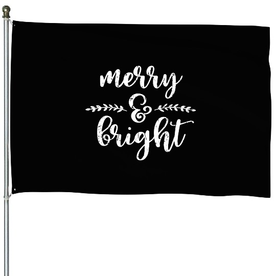 Merry And Bright Meme Funny Christmas Vintage House Flags