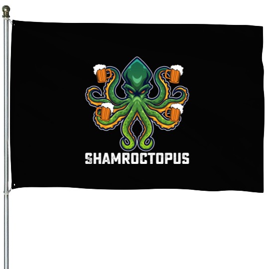 Shamroctopus Octopus Lover St Patrick's Day House Flags