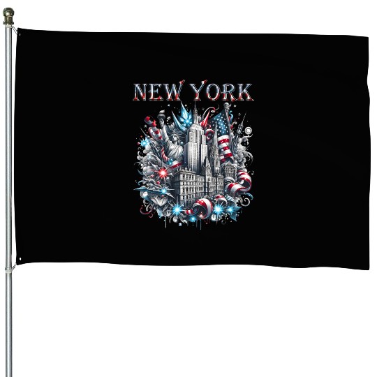 New York Christmas Spirit House Flags