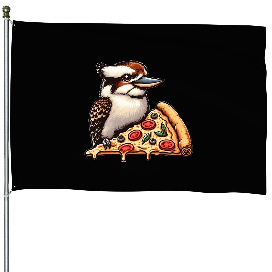 Kookaburra is enjoying a delicious pizza House Flags