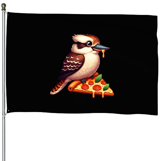Kookaburra is enjoying a delicious pizza House Flags