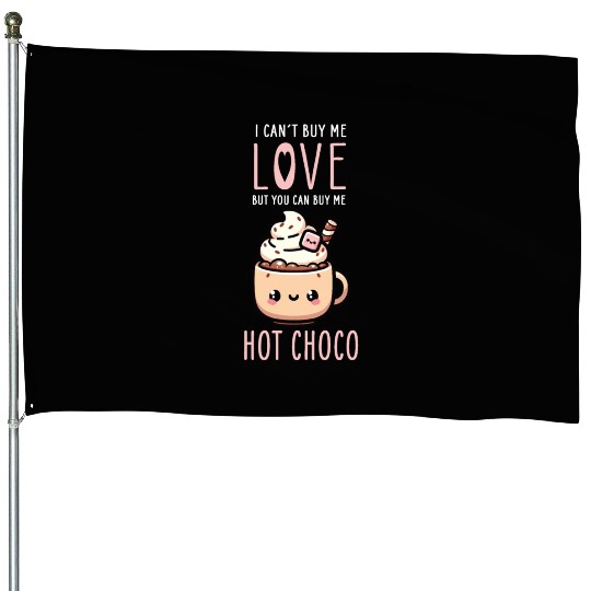 Warm Embrace of Sweet Hot Chocolate - Cozy Love House Flags