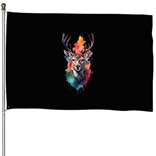 Colorful Swamp Deer House Flags