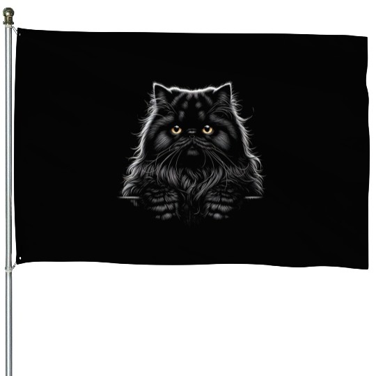 persian More Treats 8 - Cute realistic cat drawing House Flags