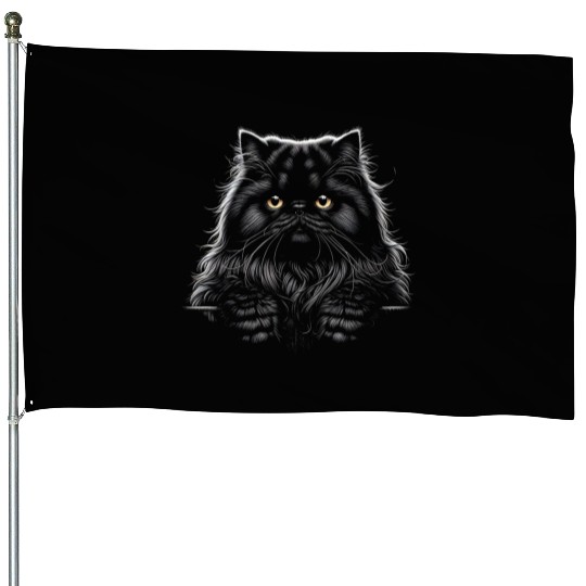 persian More Treats 8 - Cute realistic cat drawing House Flags