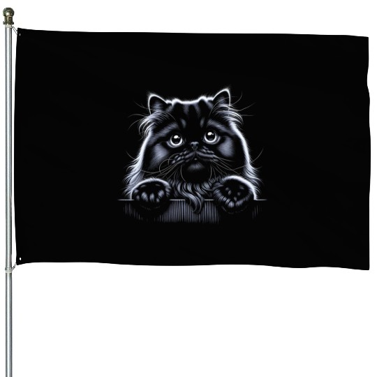 persian More Treats 7- Cute realistic cat drawing House Flags