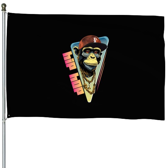Hip hop monkey with rapper hat House Flags