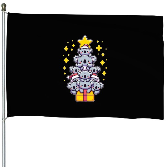 Koala Christmas Tree Merry Christmas House Flags