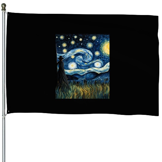 Gardener's Starry Night House Flags Van Gogh Inspired