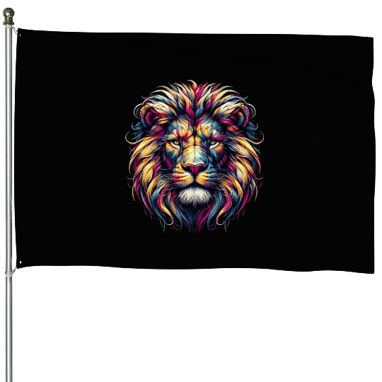 Majestic African Lion Face Perfect Animal Lovers House Flags