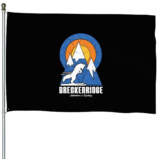 Retro Breckenridge Ski White Fox House Flags