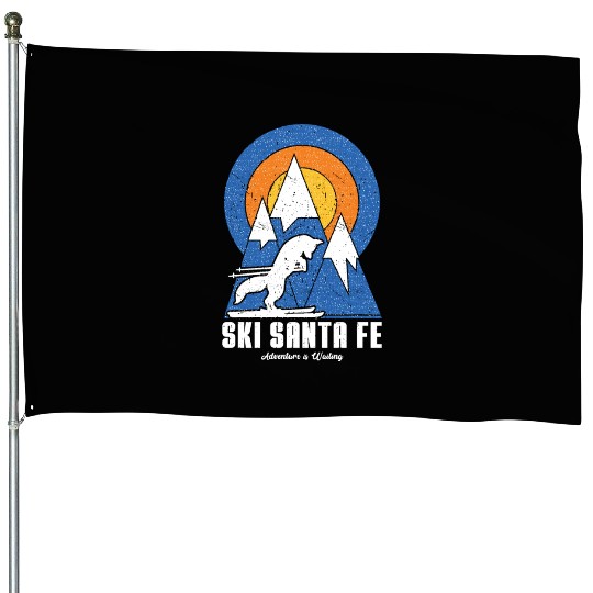 Retro Ski Santa Fe White Fox House Flags