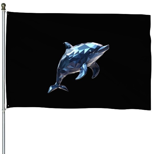 Geometric Style Dolphin House Flags