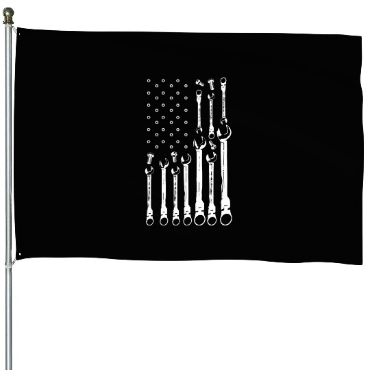Car Mechanic USA Flag House Flags