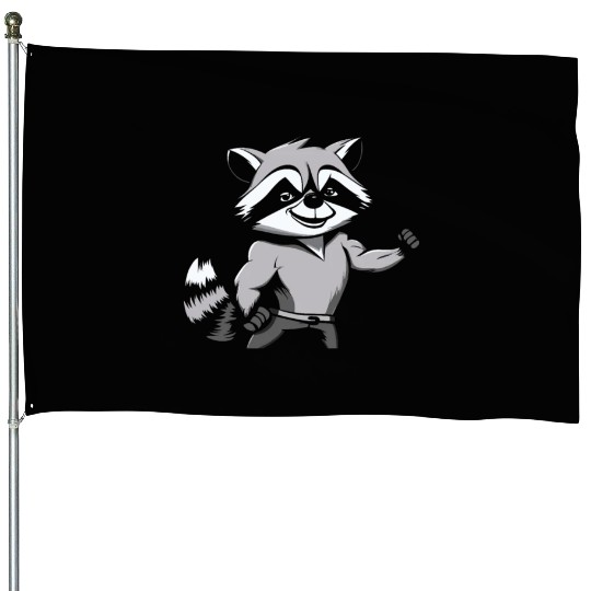 Workout Gym Racoon House Flags