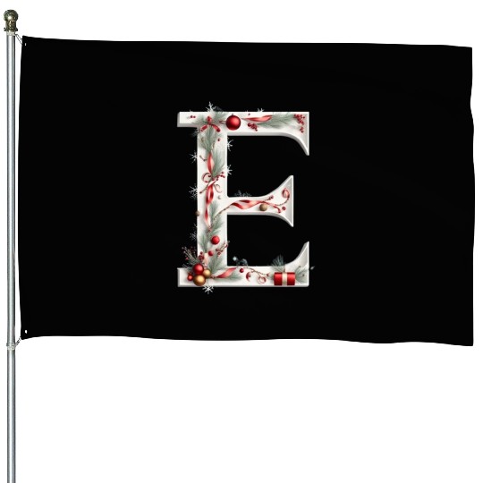 letter E in christmas House Flags