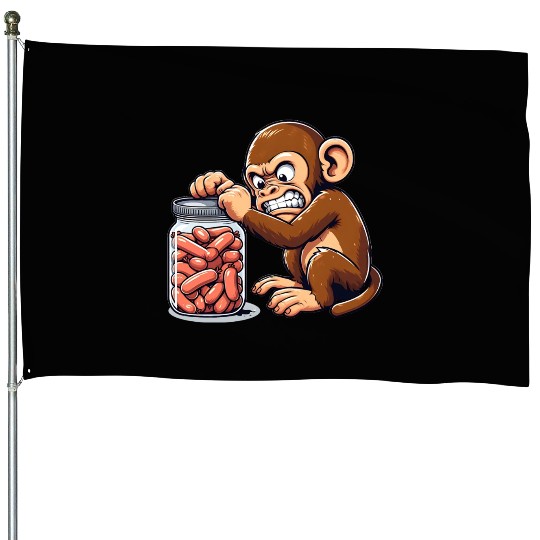 Angry monkey, locked glass House Flags