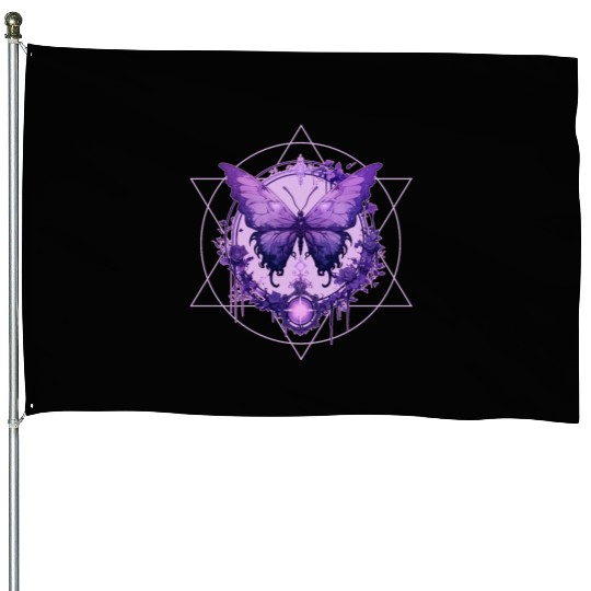 Enchanted Butterfly Witchcraft Fairycore Ethereal House Flags