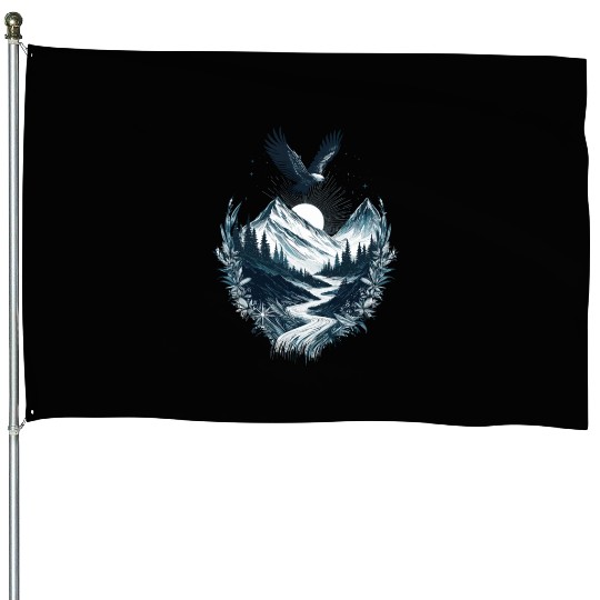Mountain Silver Eagle House Flags