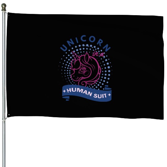 Unicorn in a Human Suit House Flags